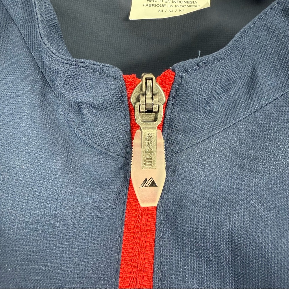 Majestic Cool Base Men's M 1/4 Zip Pullover Blue Red Jacket Removable Sleeves - Picture 3 of 16